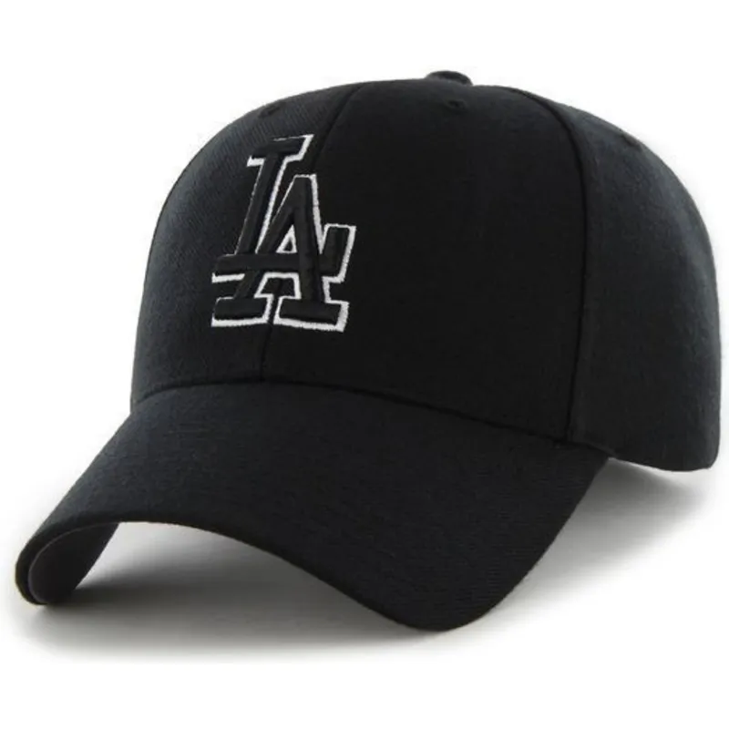 schwarze-gebogene-snapback-kappe-mit-schwarz-weissem-logo-der-los-angeles-dodgers-mlb-mvp-von-47-brand