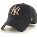 schwarze-gebogene-kappe-mit-bronzenem-logo-der-new-york-yankees-mlb-mvp-metallic-von-47-brand