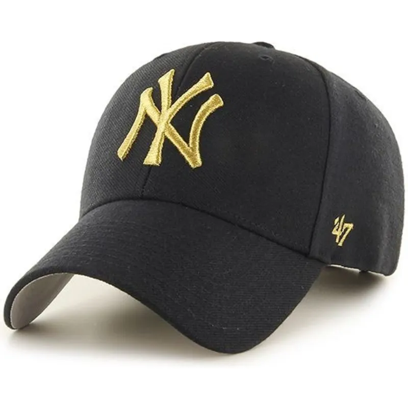 cap-zaoblena-black-adjustable-strap-oro-new-york-yankees-mlb-47-brand cap-zaoblena-black-adjustable-strap-oro-new-york-yankees-mlb-47-brand