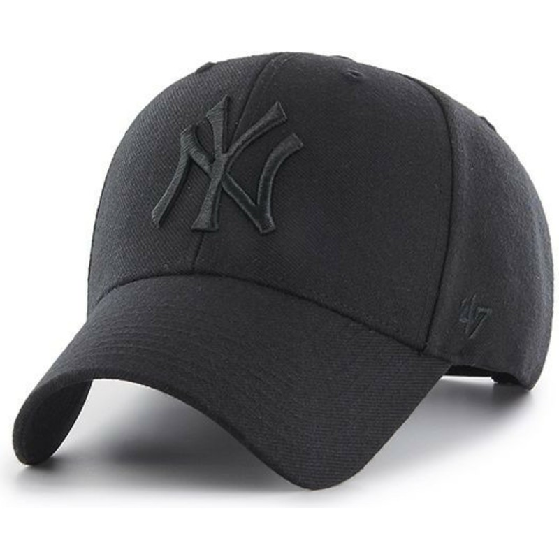 47-brand-curved-brim-schwarzes-logo-new-york-yankees-mlb-mvp-snapback-cap-schwarz