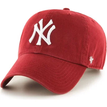 Dunkelrote gebogene Kappe New York Yankees MLB Clean Up von 47 Brand