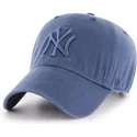 47-brand-mlb-clean-up-new-york-yankees-blaue-kappe-mit-gebogenem-schirm-und-blauem-logo