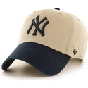 47-brand-curved-brim-new-york-yankees-mlb-clean-up-cap-beige-mit-schwarzem-schirm