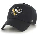 schwarze-pittsburgh-penguins-nhl-clean-up-kappe-mit-gebogenem-schirm-von-47-brand