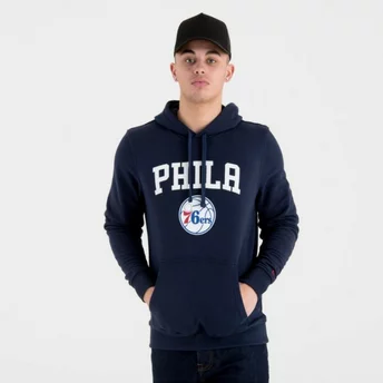 New Era Philadelphia 76ers NBA Pullover Hoodie Kapuzenpullover Sweatshirt marineblau