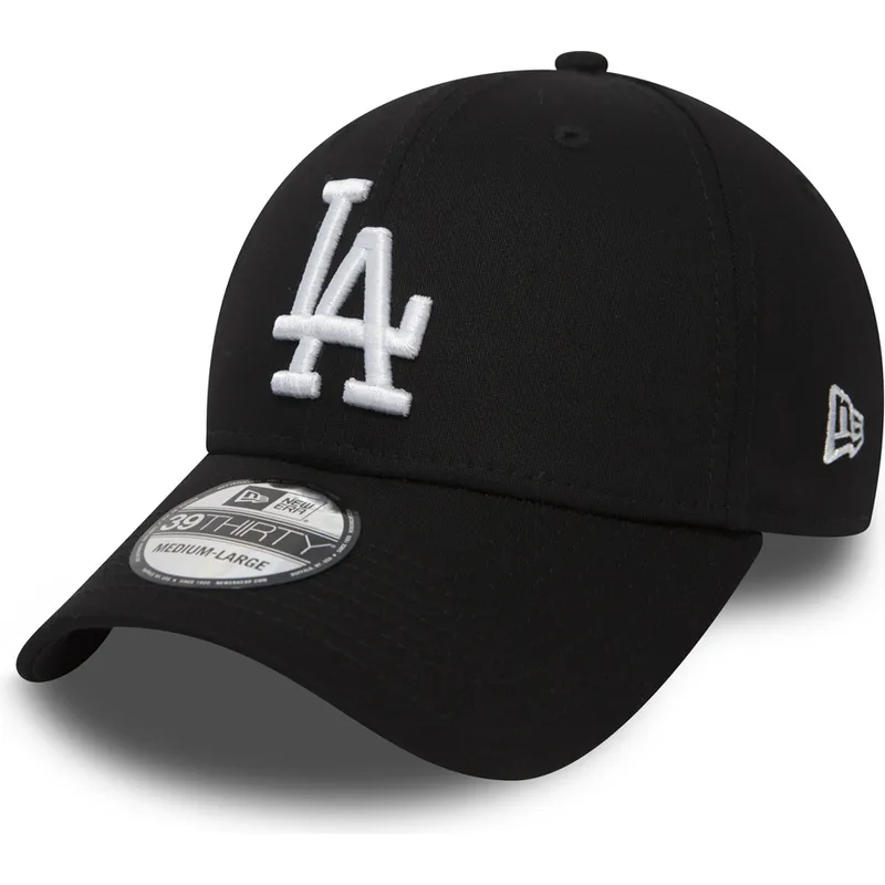 schwarze-gebogene-angepasste-kappe-39thirty-essential-der-los-angeles-dodgers-mlb-von-new-era