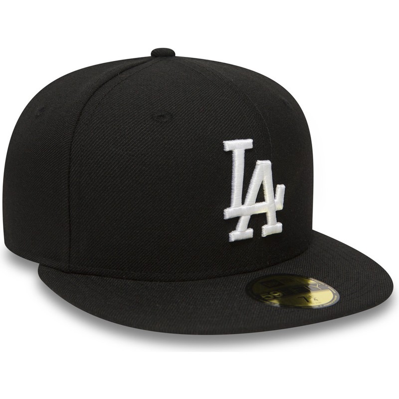 new-era-flat-brim-59fifty-essential-los-angeles-dodgers-mlb-fitted-cap-schwarz