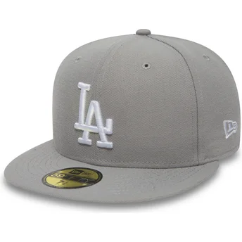 Graue, eng anliegende 59FIFTY Essential Flat Cap der Los Angeles Dodgers MLB von New Era