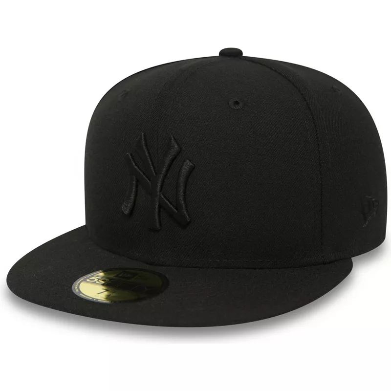 new-era-flat-brim-59fifty-black-on-black-new-york-yankees-mlb-black-fitted-cap