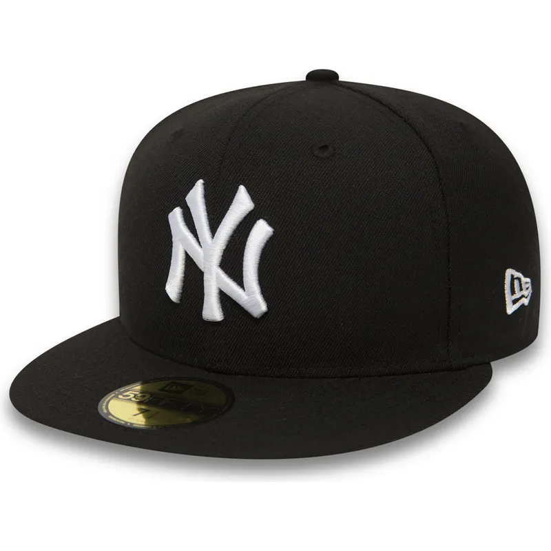 schwarze-enganliegende-59fifty-essential-flatcap-der-new-york-yankees-mlb-von-new-era
