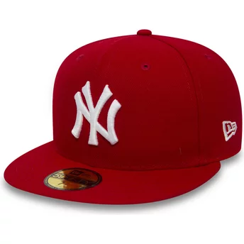 New Era Flat Brim 59FIFTY Essential New York Yankees MLB Fitted Cap rot