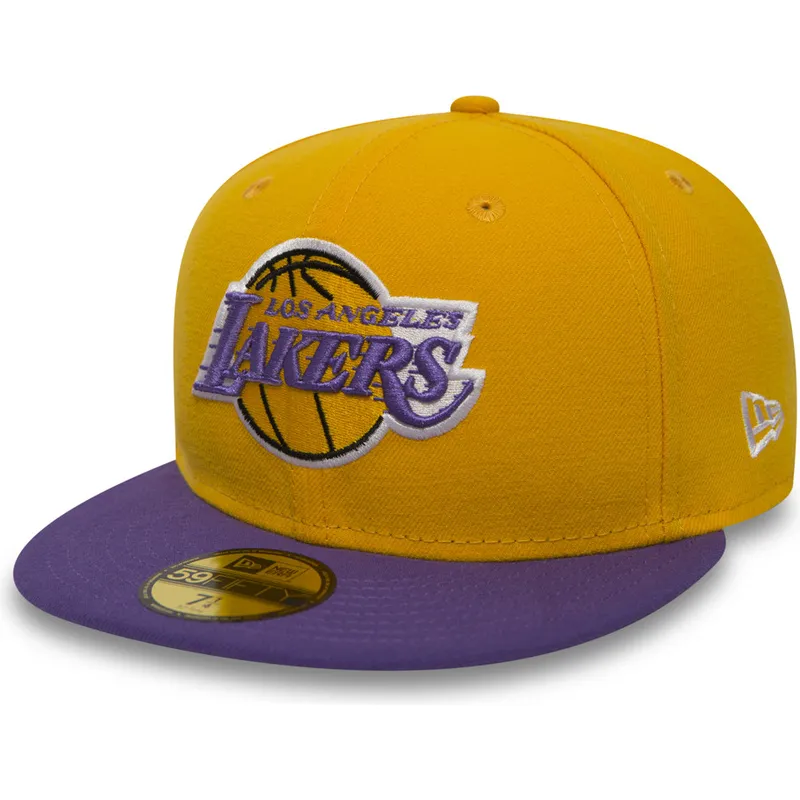 gelbe-enganliegende-59fifty-essential-flatcap-der-los-angeles-lakers-nba-von-new-era