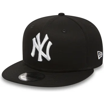 schwarze-verstellbare-9fifty-flatcap-white-on-black-der-new-york-yankees-mlb-von-new-era