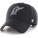 schwarze-verstellbare-kappe-mit-gebogenem-schirm-und-klassischem-miami-marlins-mlb-mvp-cooperstown-logo-von-47-brand