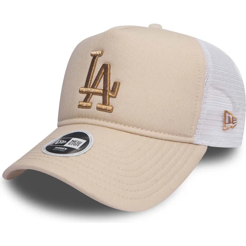 siltovka-zaoblena-ruzova-snapback-bronce-9forty-essential-los-angeles-dodgers-mlb-new-era