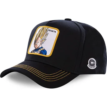 schwarze-snapback-kappe-mit-gebogenem-schirm-vegeta-super-saiyan-ve2-dragon-ball-von-capslab