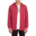volcom-burgundy-heather-litewarp-zip-through-hoodie-kapuzenpullover-sweatshirt-rot