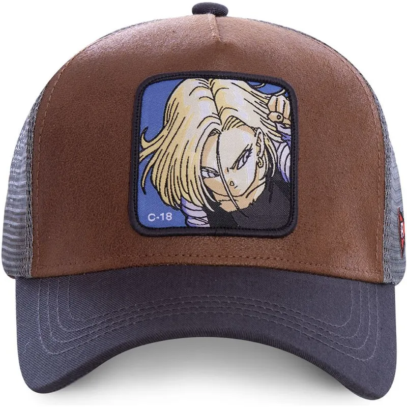 siltovka-zaoblena-hneda-snapback-androide-c18a-c-18-dragon-ball-capslab