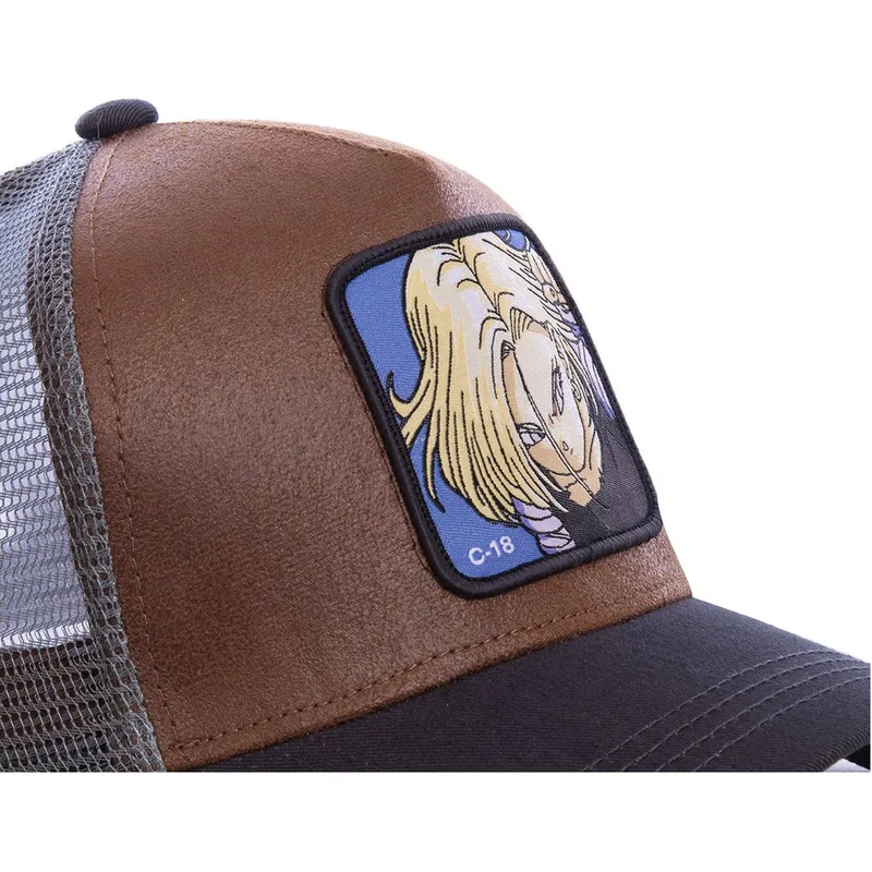siltovka-zaoblena-hneda-snapback-androide-c18a-c-18-dragon-ball-capslab