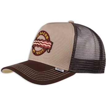Šiltovky zaoblená kamionista hnedá snapback Food Bacon Djinns