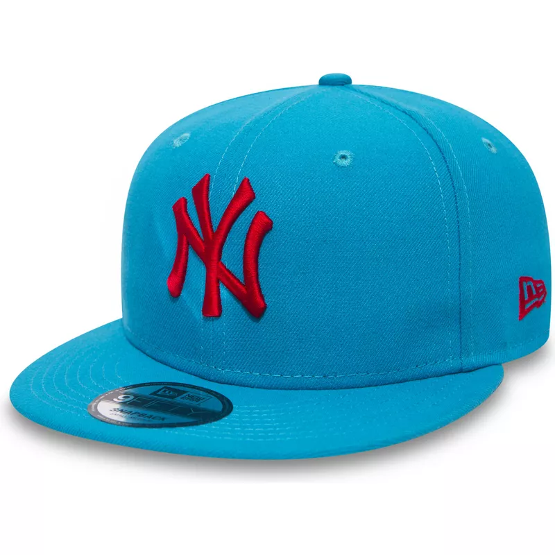 new-era-flat-brim-rotes-logo-9fifty-essential-league-new-york-yankees-mlb-snapback-cap-blau-