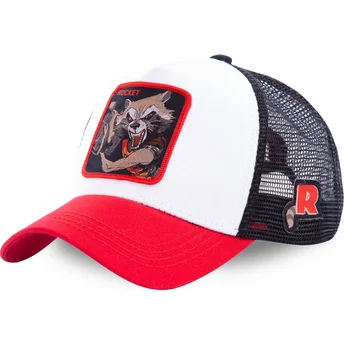 siltovka-zaoblena-biely-snapback-roc2-rocket-raccoon-marvel-comics-capslab