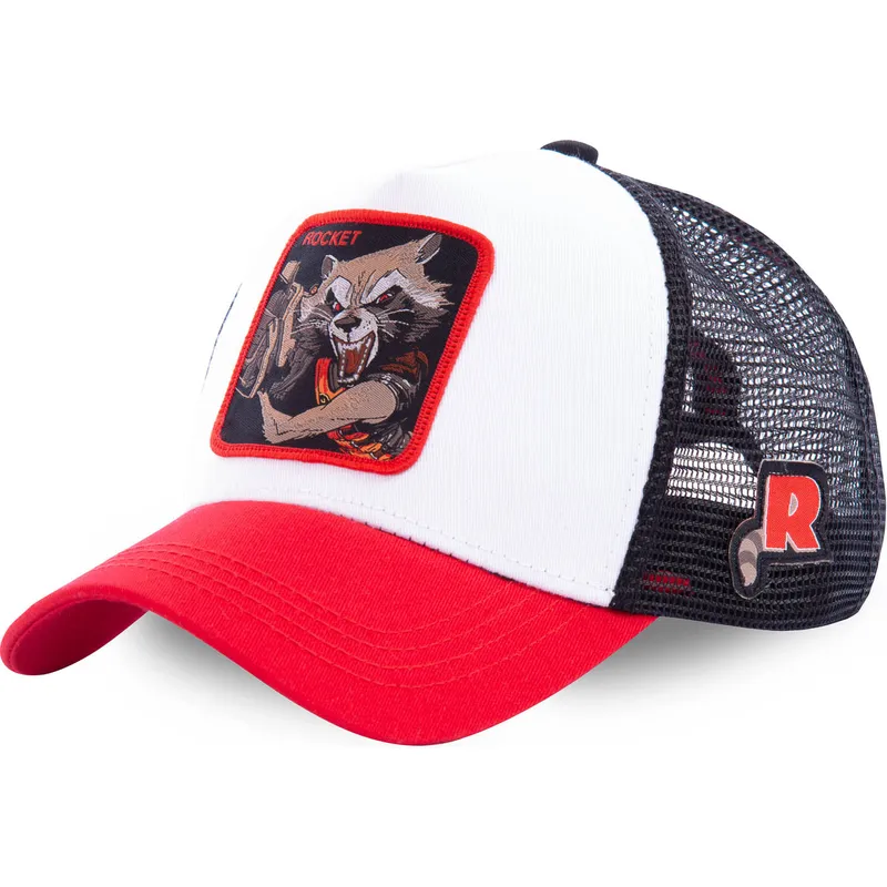 siltovka-zaoblena-biely-snapback-roc2-rocket-raccoon-marvel-comics-capslab