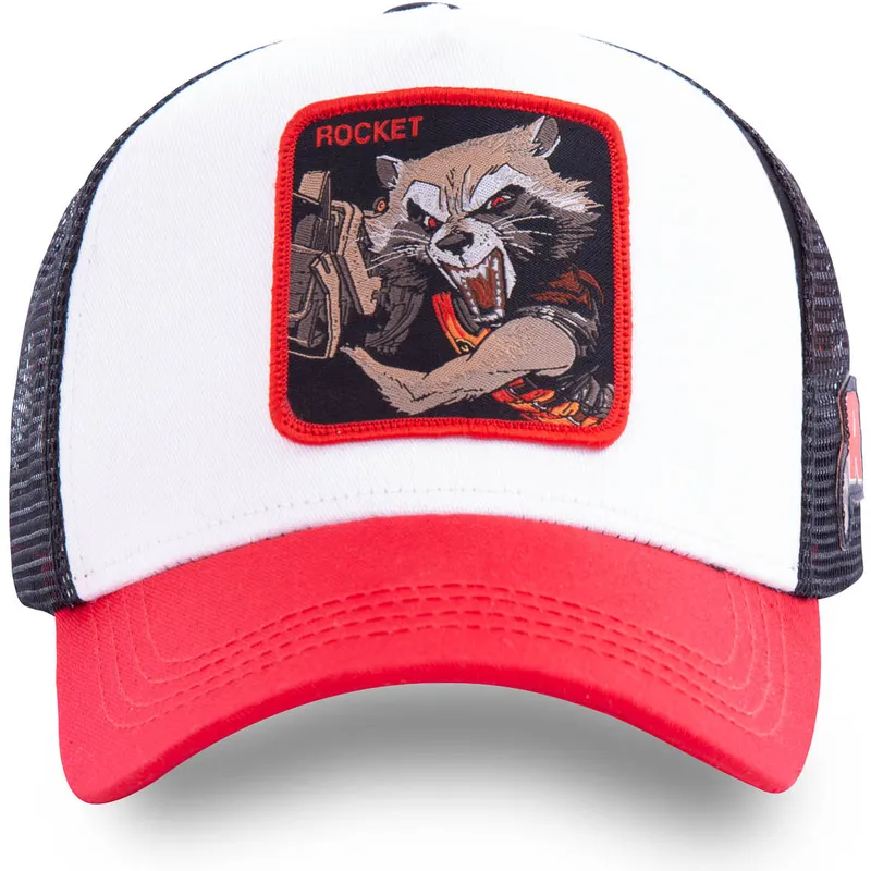 siltovka-zaoblena-biely-snapback-roc2-rocket-raccoon-marvel-comics-capslab