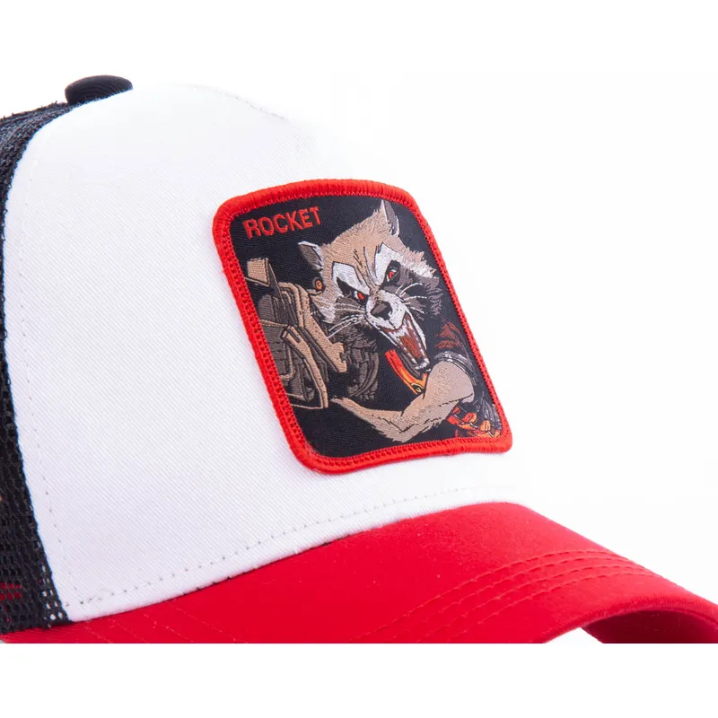 siltovka-zaoblena-biely-snapback-roc2-rocket-raccoon-marvel-comics-capslab