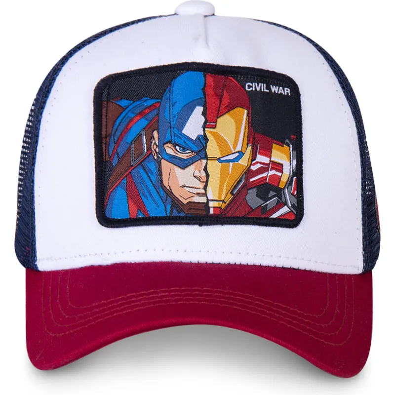 siltovka-zaoblena-biely-snapback-civil-war-war1-kapitan-amerika-a-iron-man-marvel-comics-capslab