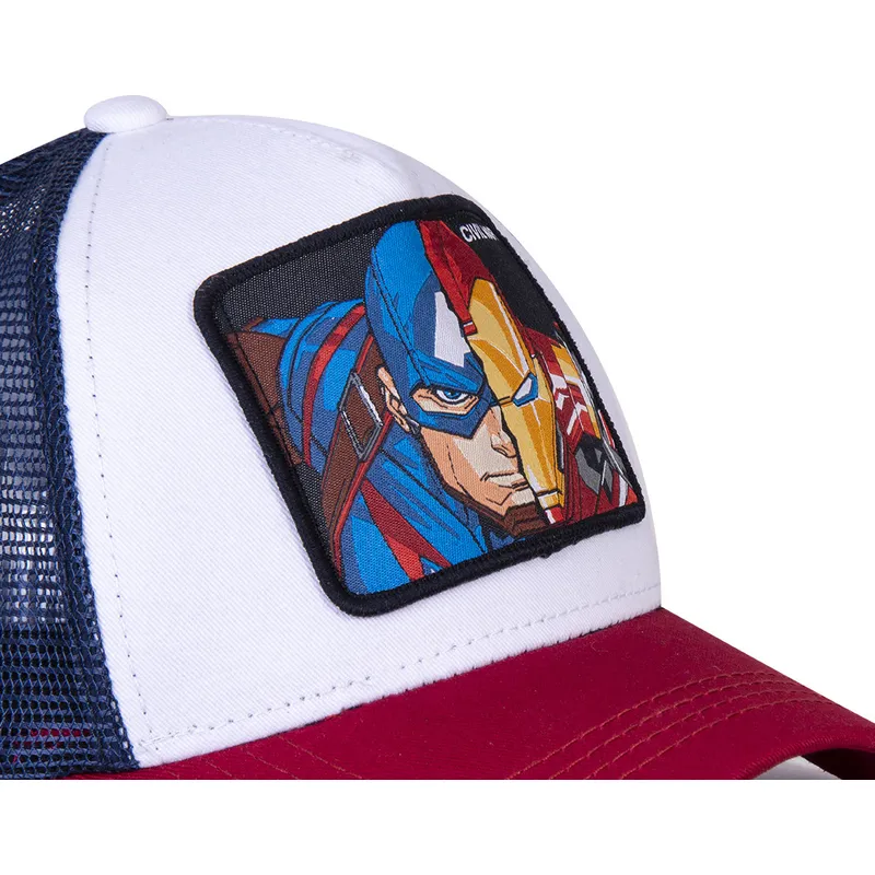 siltovka-zaoblena-biely-snapback-civil-war-war1-kapitan-amerika-a-iron-man-marvel-comics-capslab