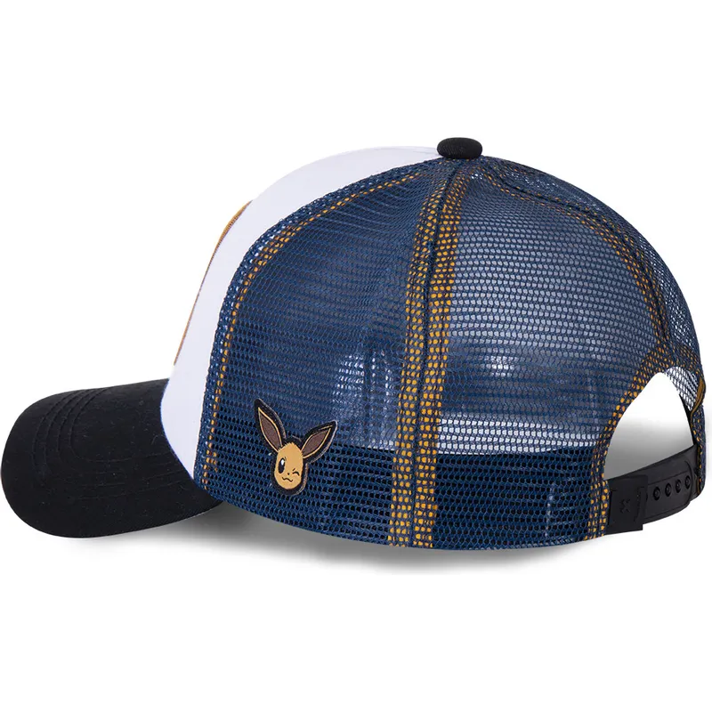 weisse-blaue-und-schwarze-trucker-kappe-eevee-evo3-pokemon-von-capslab