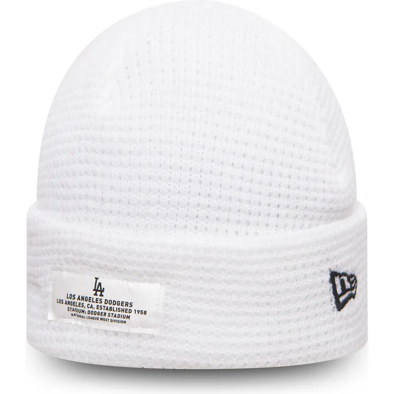 ciapka-biely-cuff-knit-mono-script-patch-los-angeles-dodgers-mlb-new-era