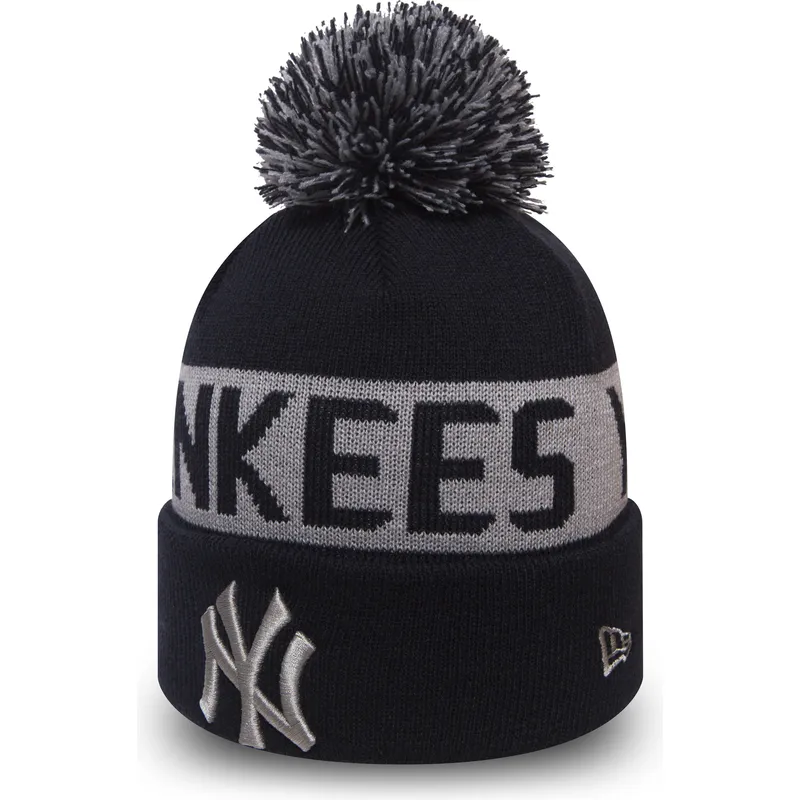 new-era-mlb-new-york-yankees-team-tonal-cuff-knit-mutze-mit-bommel-in-blau