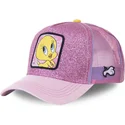 siltovka-zaoblena-ruzova-snapback-purpurina-twe4-tweety-looney-tunes-capslab