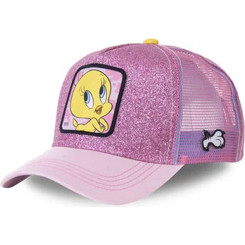siltovka-zaoblena-ruzova-snapback-purpurina-twe4-tweety-looney-tunes-capslab