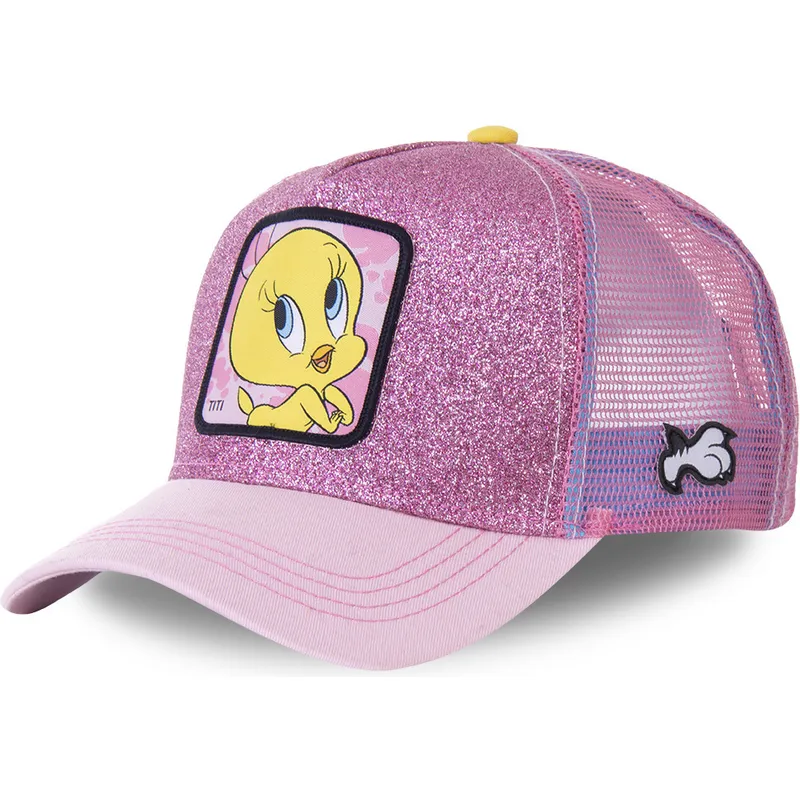 siltovka-zaoblena-ruzova-snapback-purpurina-twe4-tweety-looney-tunes-capslab