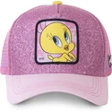 siltovka-zaoblena-ruzova-snapback-purpurina-twe4-tweety-looney-tunes-capslab