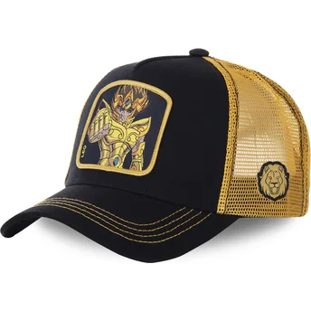schwarze-und-goldene-trucker-kappe-leo-saileo-saint-seiya-die-ritter-des-zodiac-von-capslab
