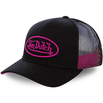 Von Dutch Pink Logo NEO PIN Black Trucker Hat