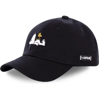 Šiltovka zaoblená čierna snapback DOG Snoopy a Emilio Arašidy Capslab