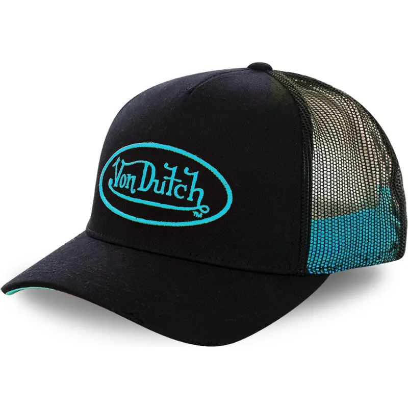 schwarze-trucker-kappe-mit-cyanfarbenem-neo-cya-logo-von-von-dutch