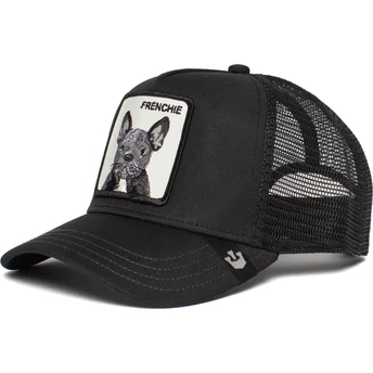 Schwarze Trucker-Kappe mit französischem Bulldoggenmotiv Frenchie The Farm von Goorin Bros.