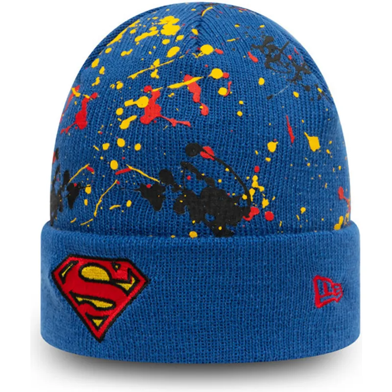 ciapky-modra-pre-deti-cuff-knit-paint-splat-superman-dc-comics-new-era