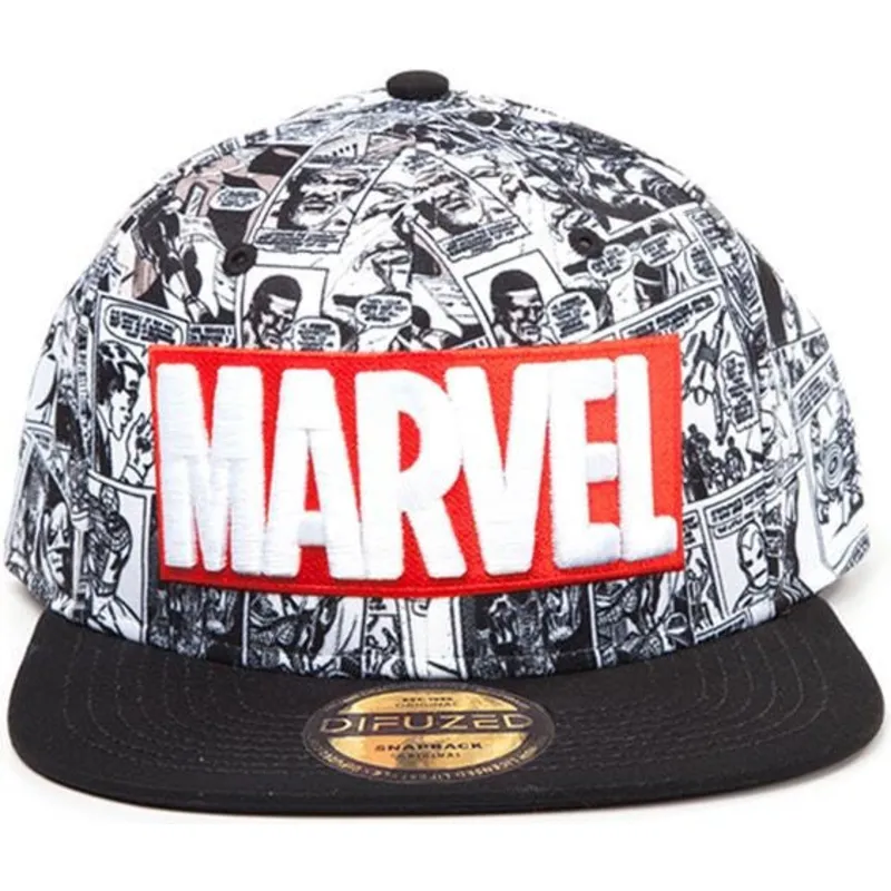 schwarze-flache-snapback-kappe-classic-logo-marvel-comics-von-difuzed