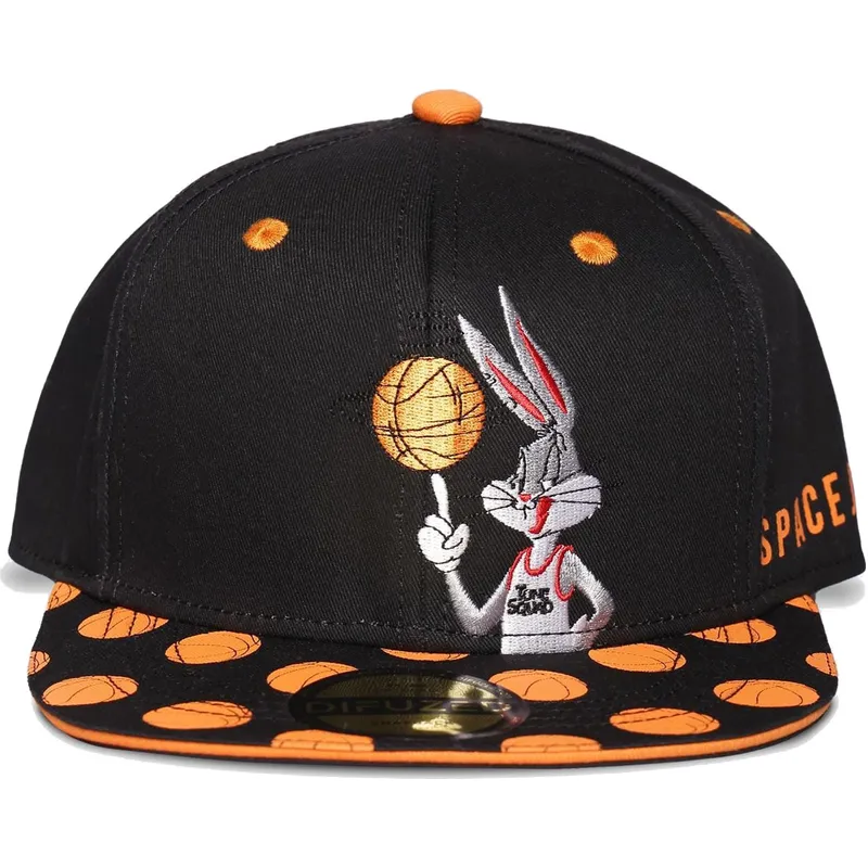 schwarze-flache-snapback-kappe-bugs-bunny-space-jam-looney-tunes-von-difuzed