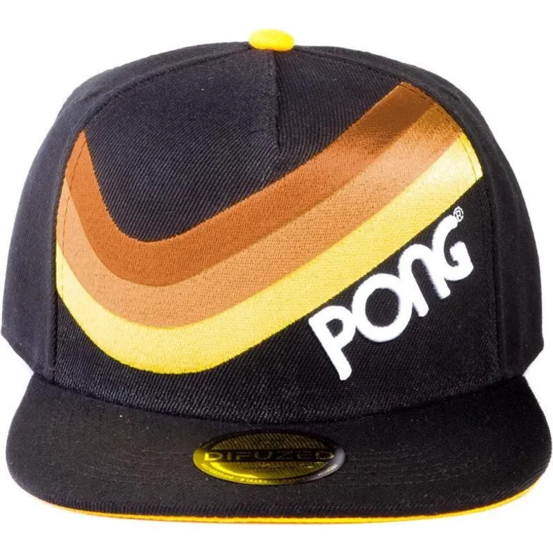 schwarze-snapback-kappe-pong-retro-gestreift-atari-von-difuzed