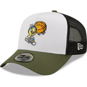 New Era Tweety A Frame Character Sports Looney Tunes White, Black and Green Trucker Hat
