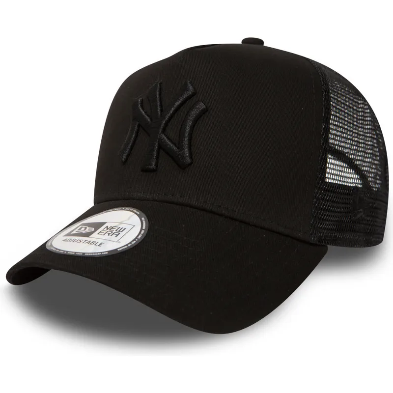 schwarze-trucker-cap-fur-kinder-mit-schwarzem-a-frame-clean-logo-der-new-york-yankees-mlb-von-new-era