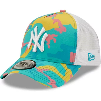 New Era A Frame Camo Pack New York Yankees MLB Blue and White Trucker Hat